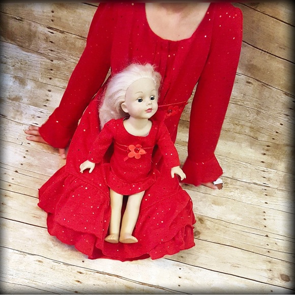 New 12 Plus DOLLIE ME Red Dress Christmas Matching Outfit 18" American Girl Doll - Picture 4 of 16